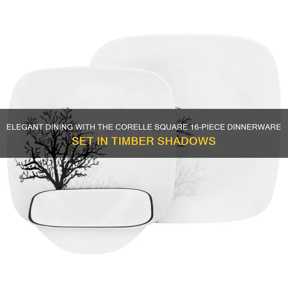 corelle square 16 piece dinnerware set timber shadows