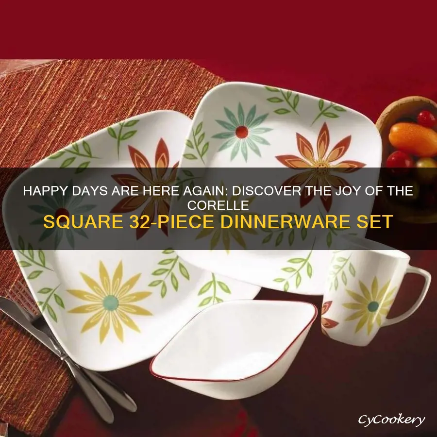 corelle square 32-piece dinnerware set happy days