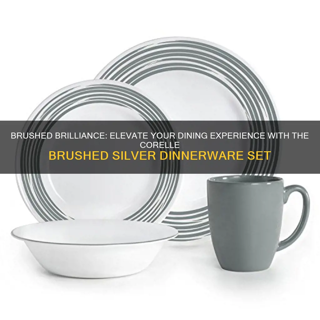 corellebrushed silver 16-pc dinnerware set service for 4