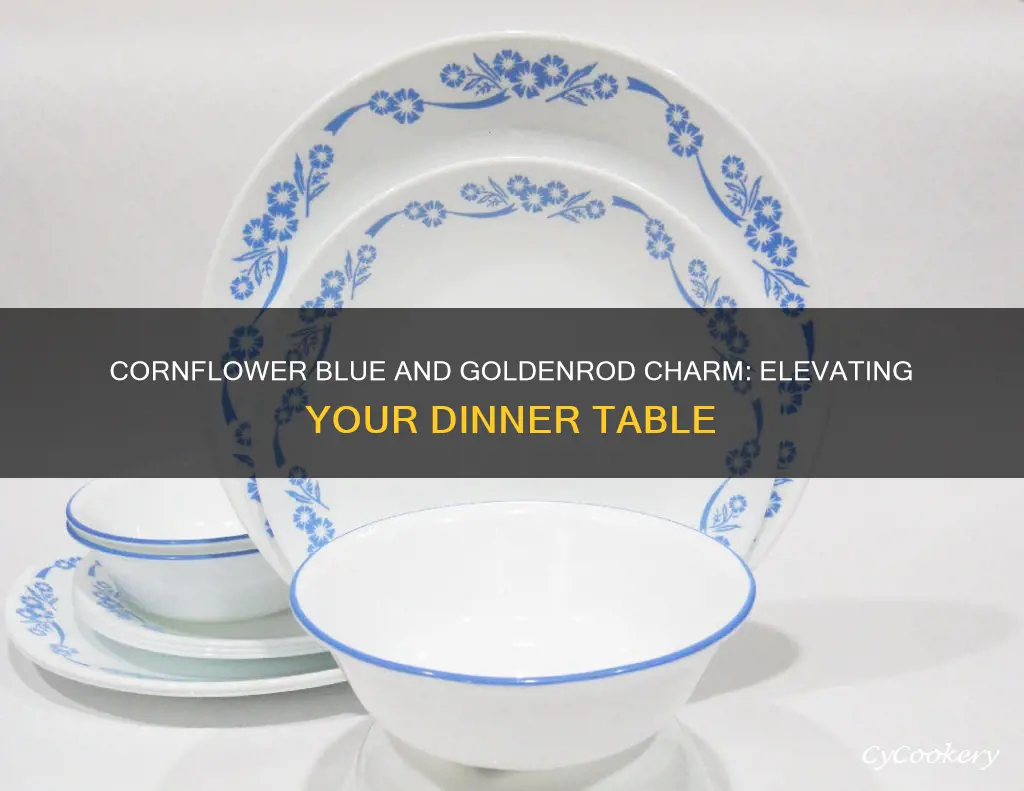 cornflower blue and yellow dinnerware set