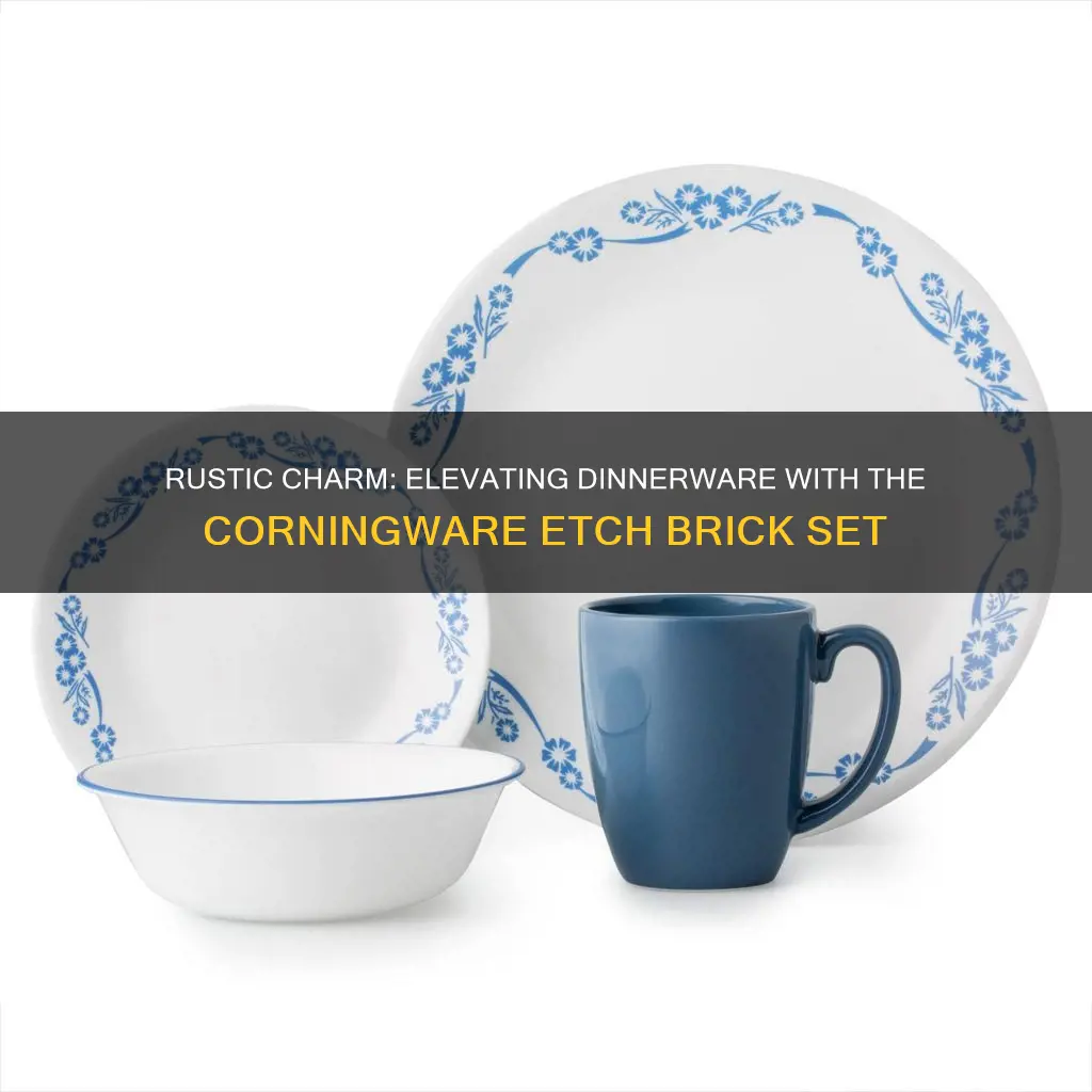 corningware etch 16 piece dinnerware set brick