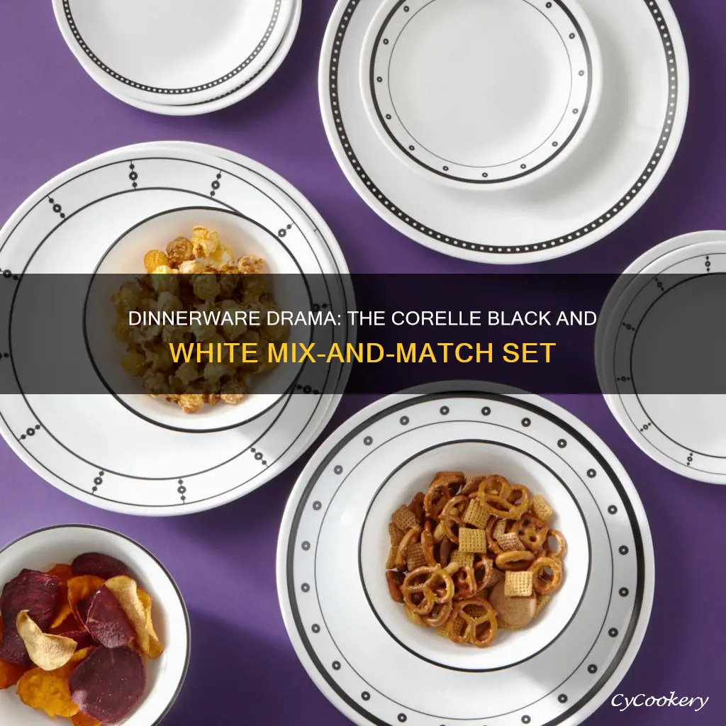 correlle black and white mix and match dinnerware set