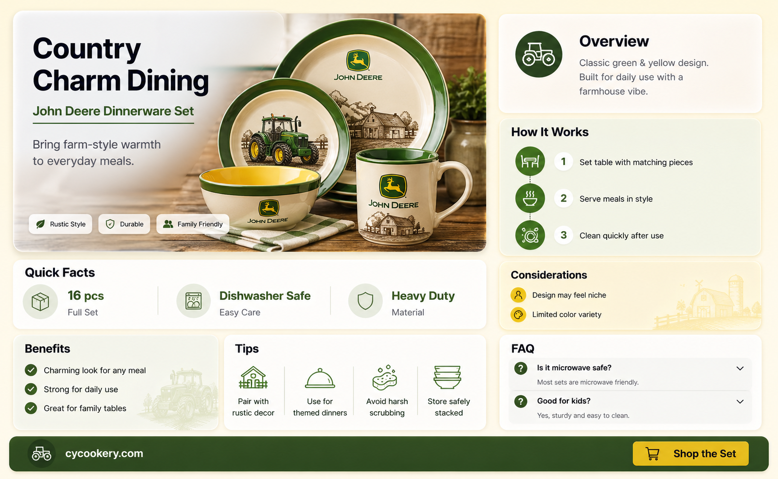 16 piece john deere dinnerware set