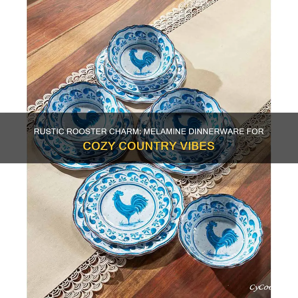 country rooster melamine collection 12-pc dinnerware set