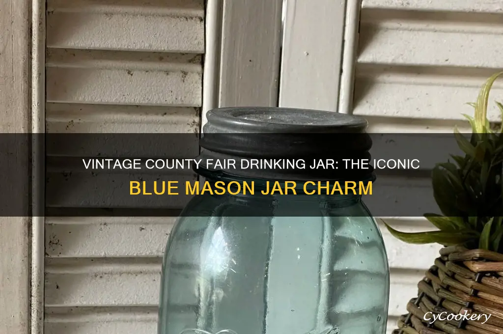 county fair drinking jar blue