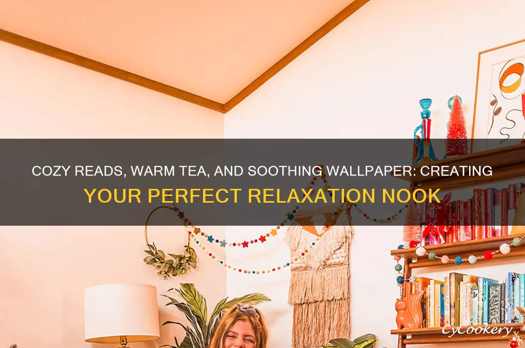 cozy books tea wallpaper