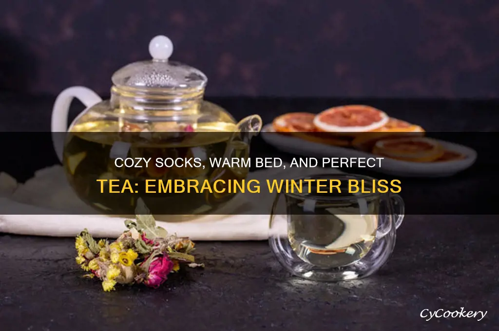 cozy socks bed tea winter