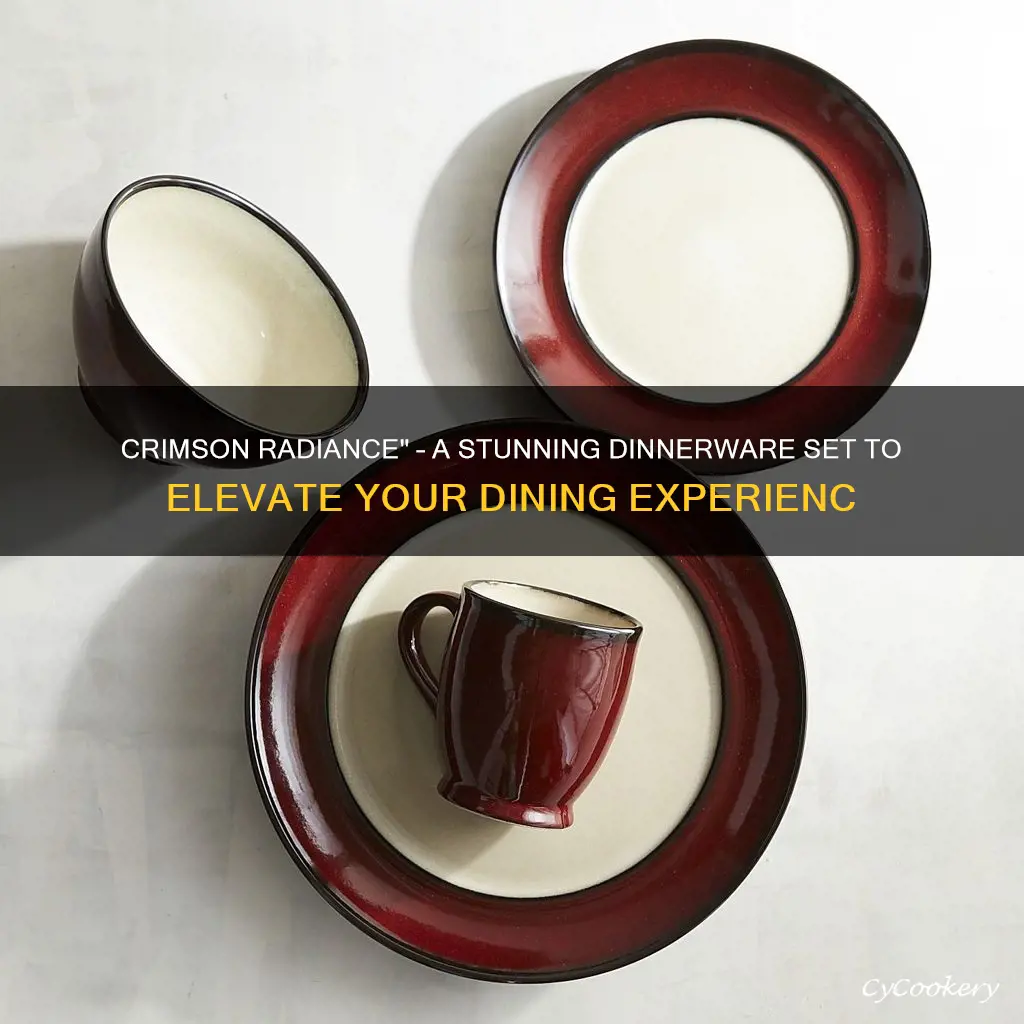 crimson red reactive rim 16 piece dinnerware set