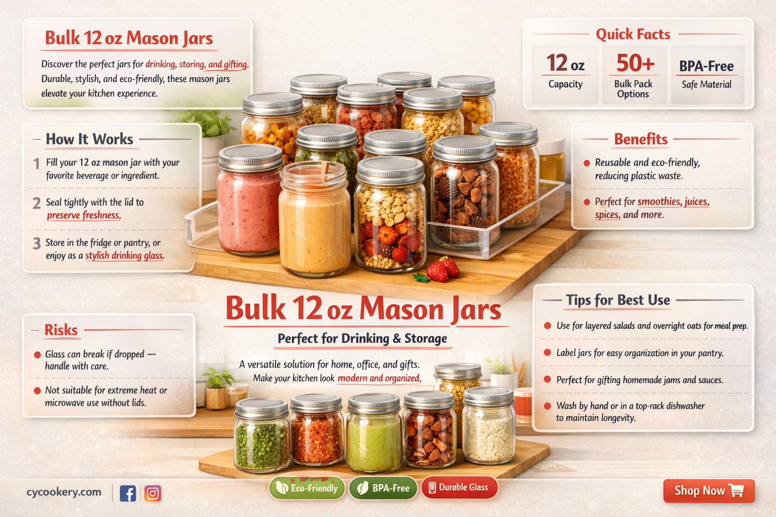 12 oz drinking mason jars bulk