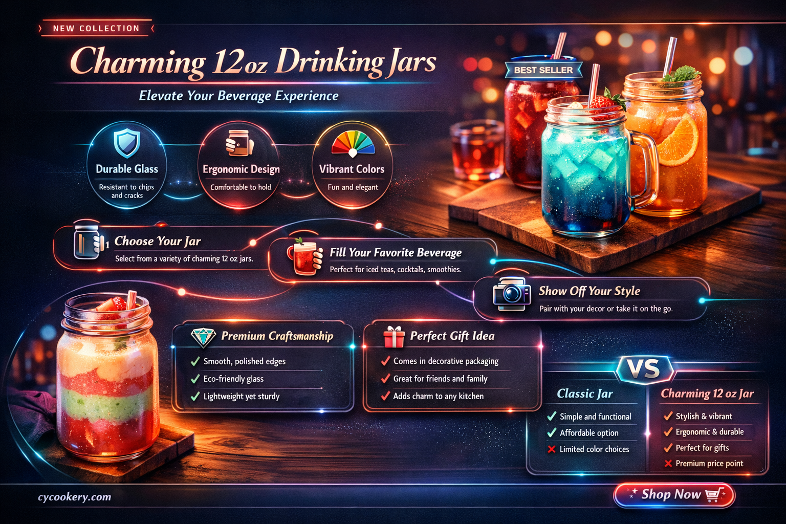 12 oz drinking jars