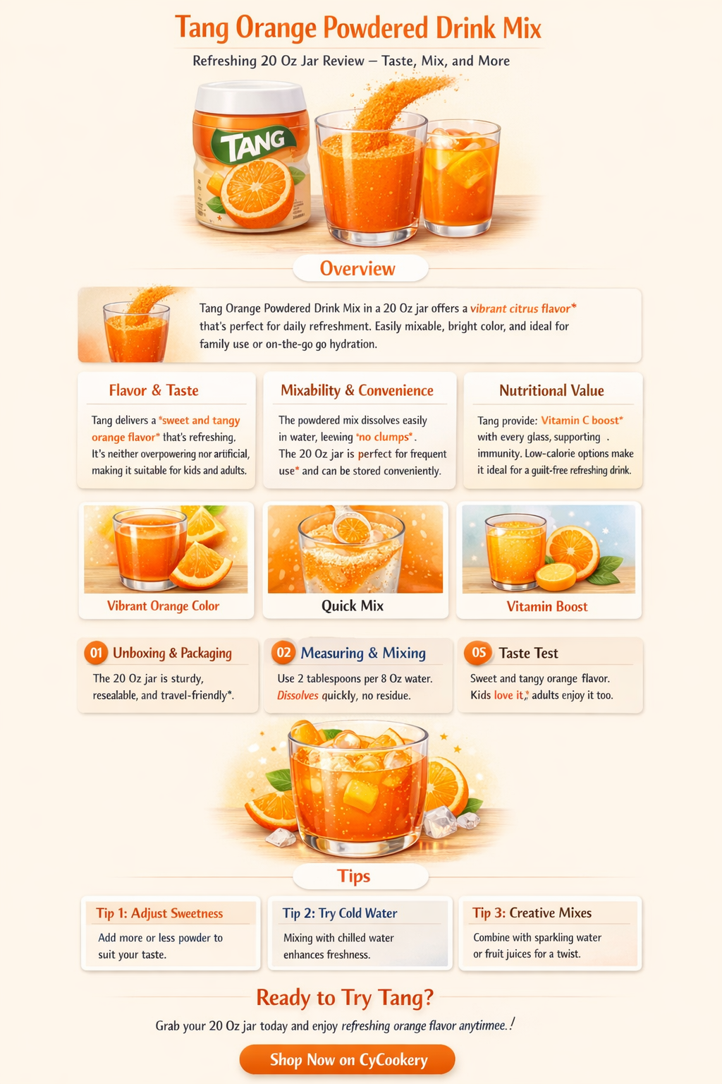 12 pack tang orange powdered drink mix 20 oz jar