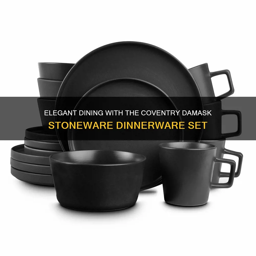 damask stoneware 16pc dinnerware set black white coventry