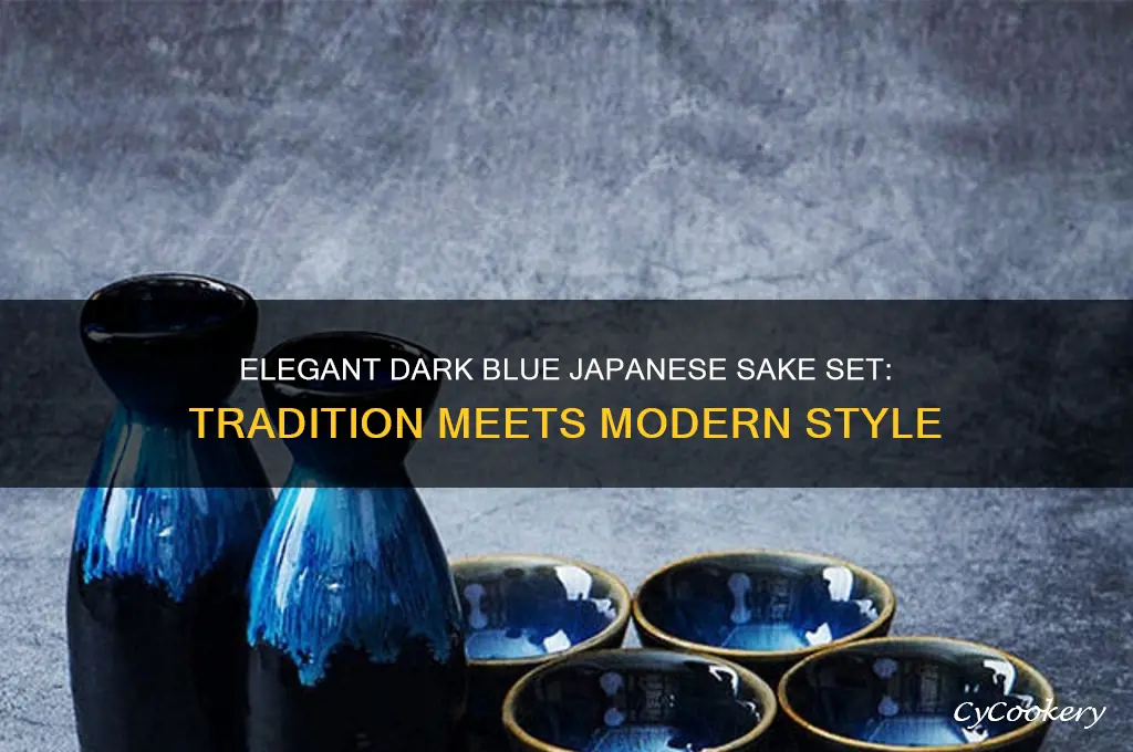 dark blue japanese sake set