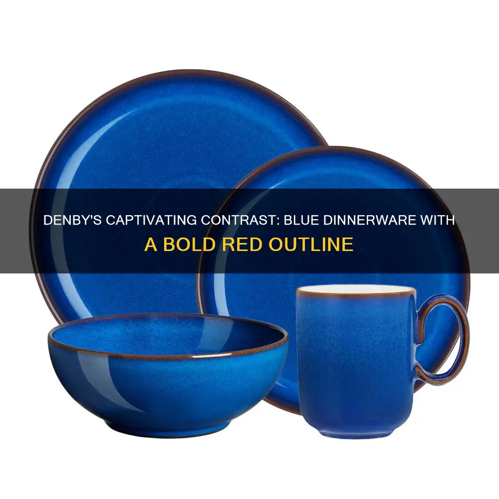 denby dinnerware sets blue with red outline