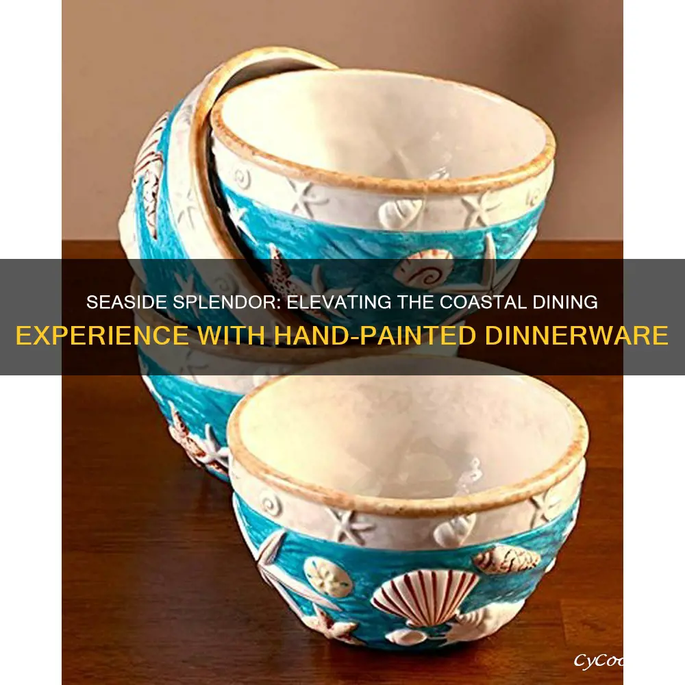 dinnerware seashell ocean beach coastal starfish hand painted set