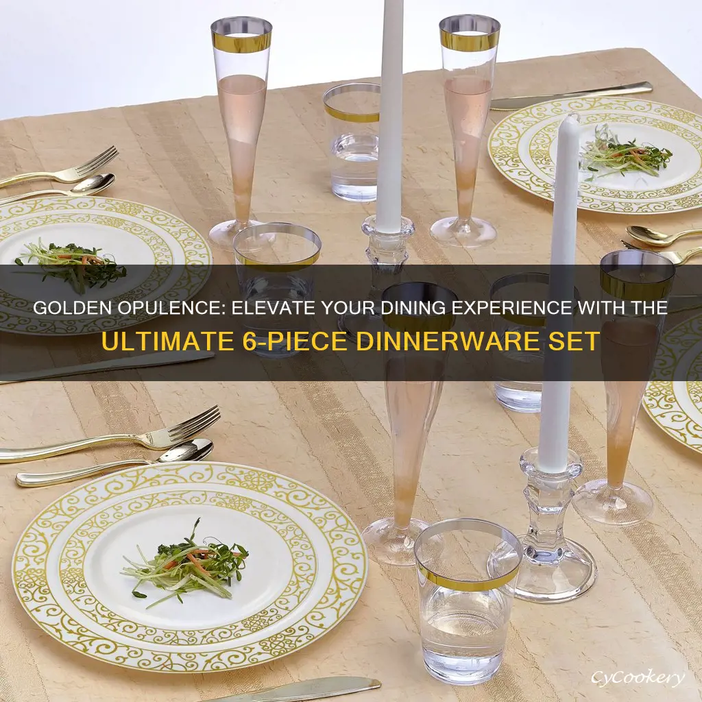 dinnerware set 6 piece gold