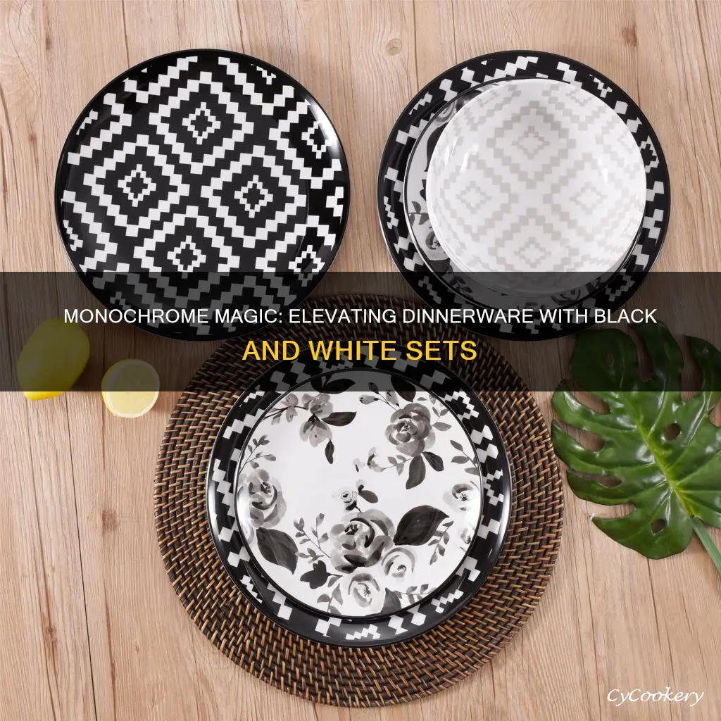 dinnerware set black and white