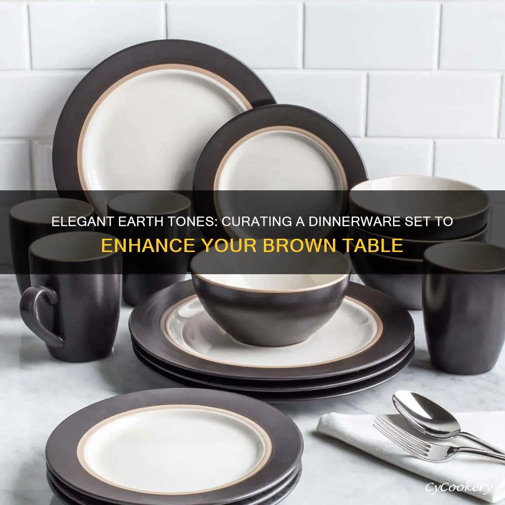 dinnerware set for brown table