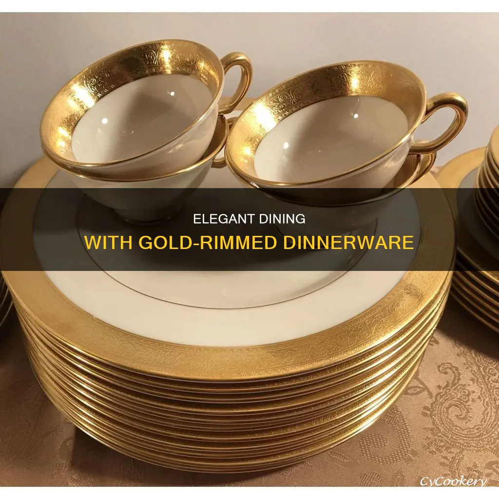 dinnerware set gold rim