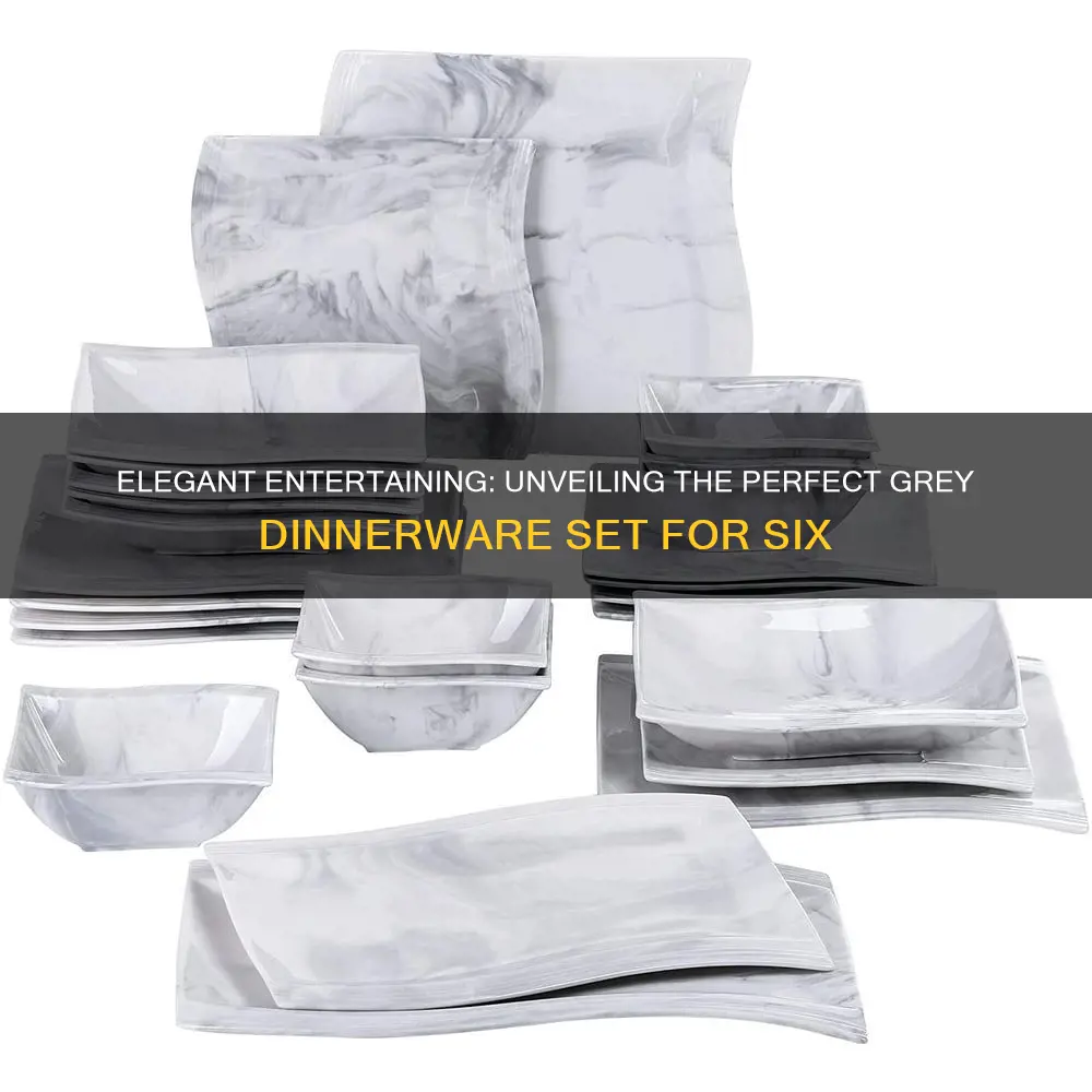 dinnerware set service 6 grey