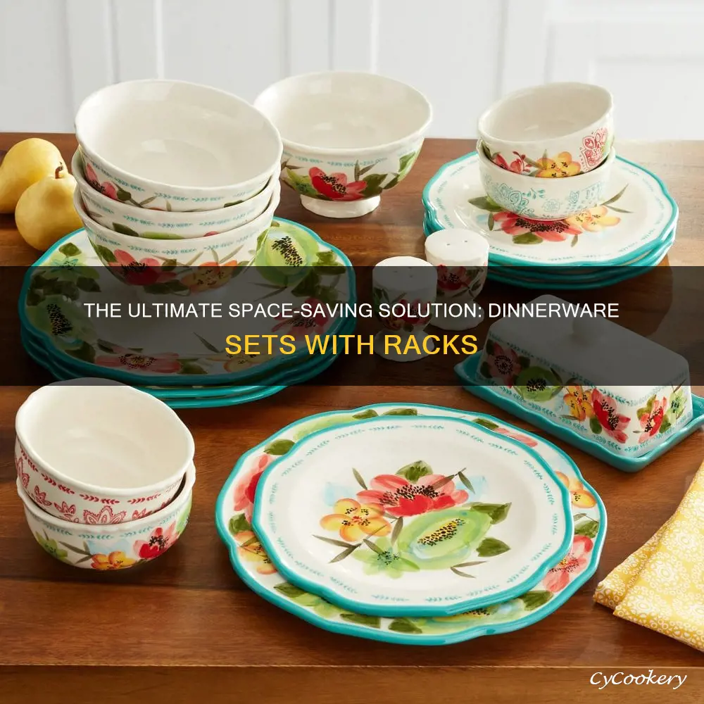 dinnerware set with rack