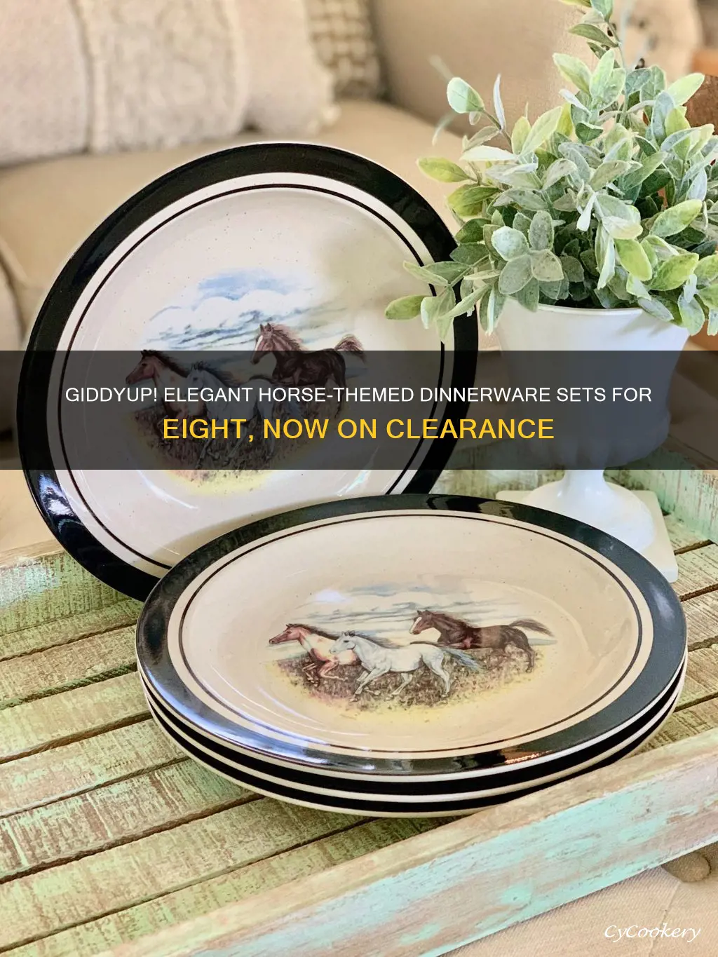 dinnerware sets for 8 clearance horse theme