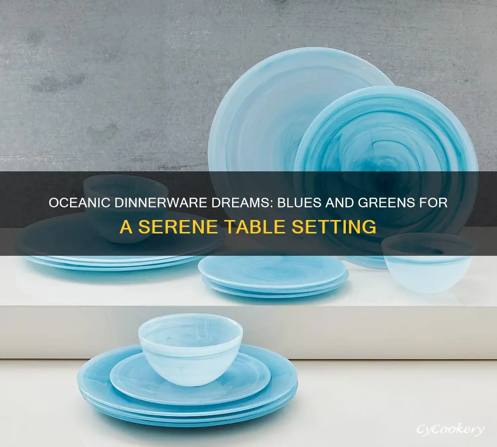 dinnerware sets ocean blues and greens