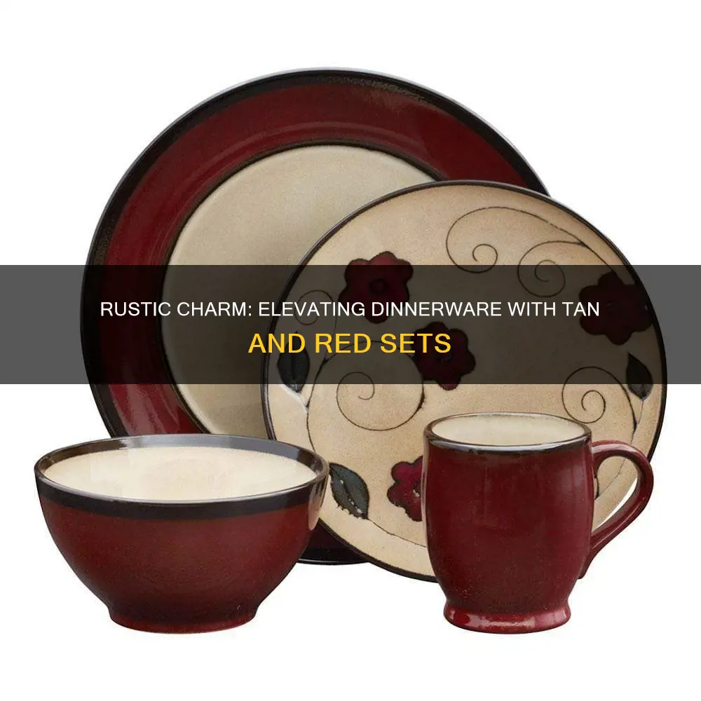 dinnerware sets tan and red