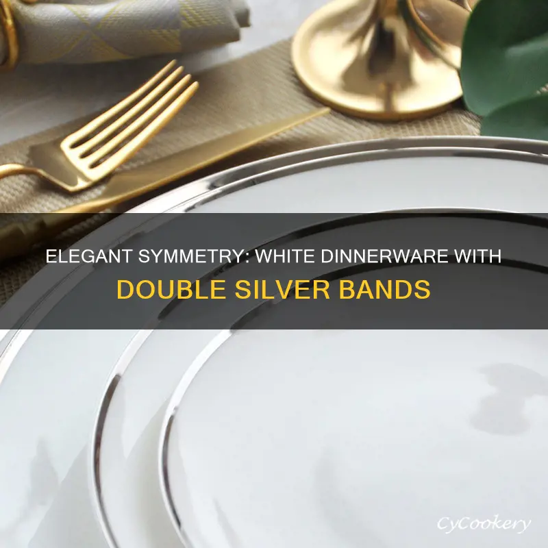 dinnerware sets white with double silver band