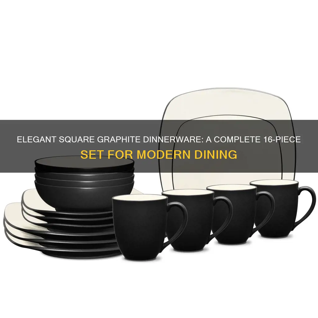 dinnerware square graphite 16 piece set