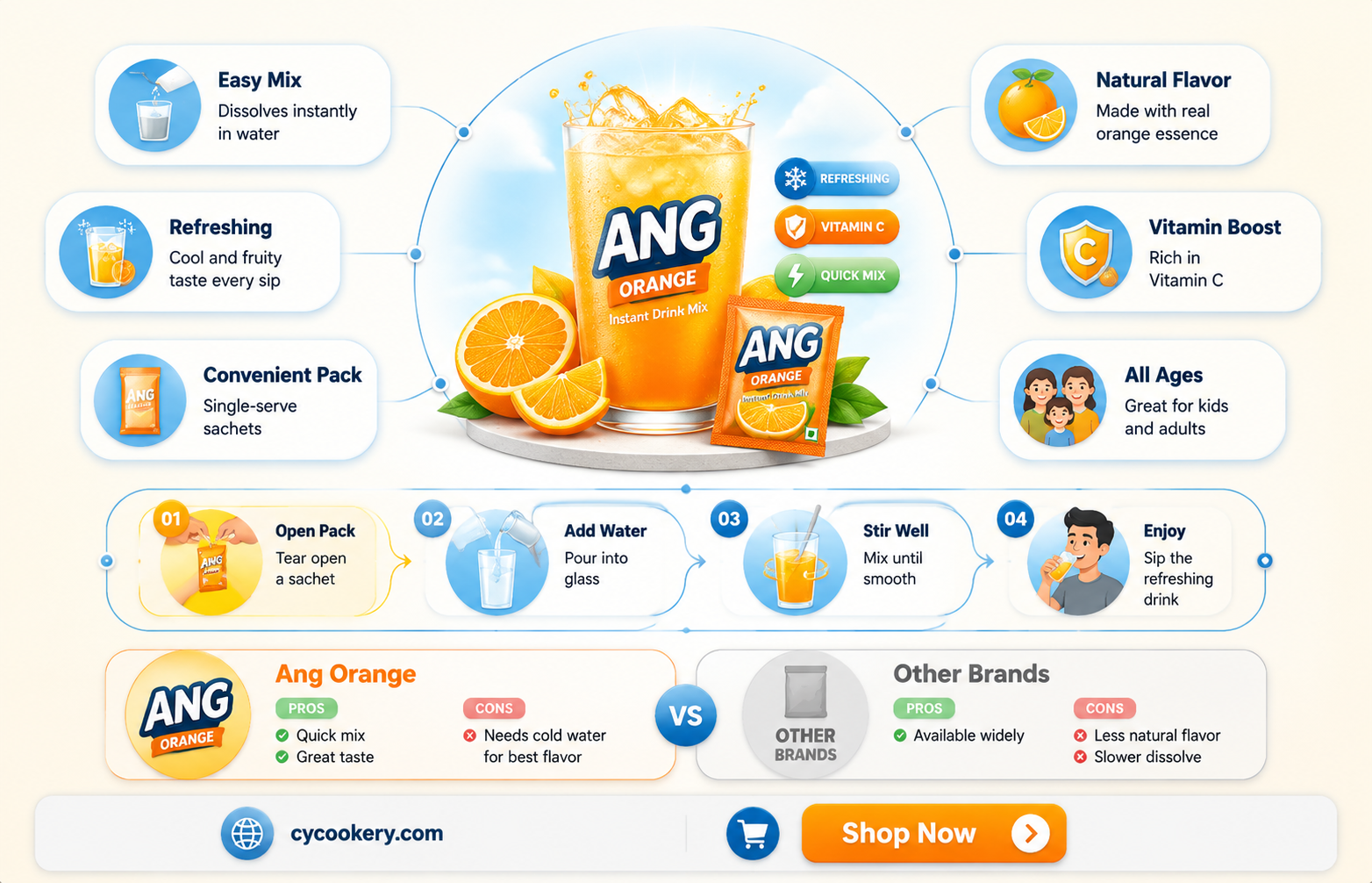 ang orange powdered drink mix 20 oz jar