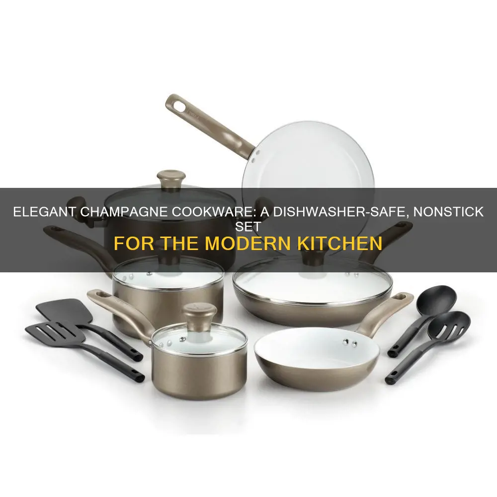 dishwasher safe nonstick 15 piece cookware set champagne