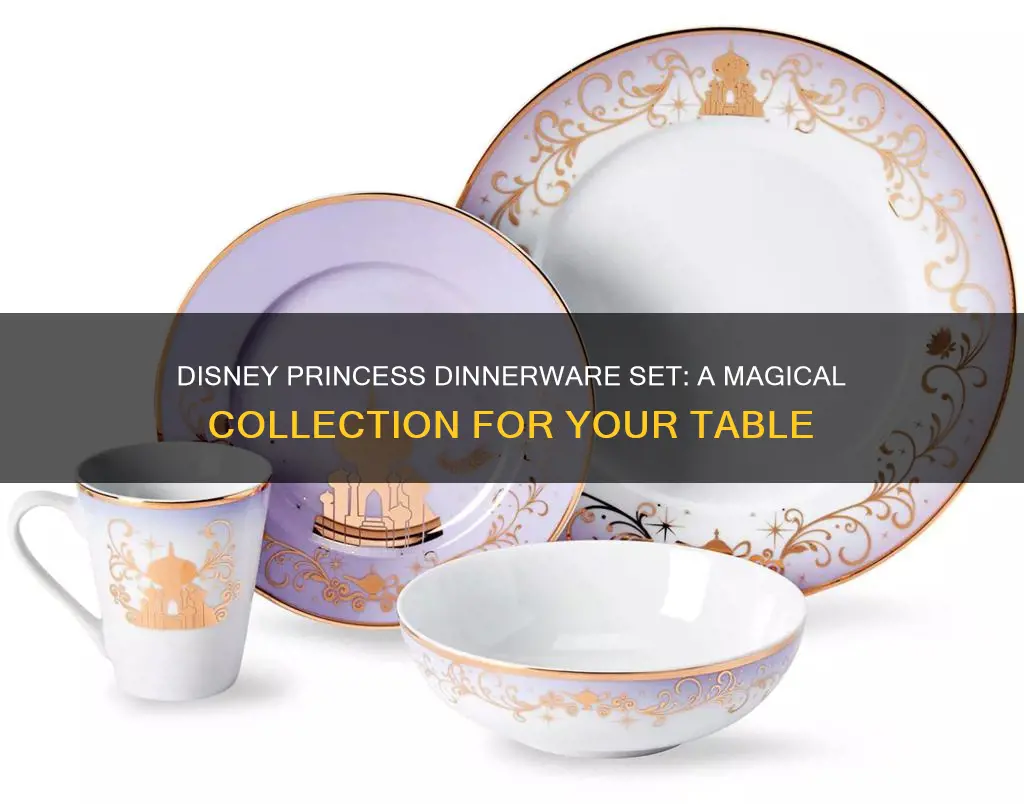 disney princess themed 16 piece ceramic dinnerware set collection