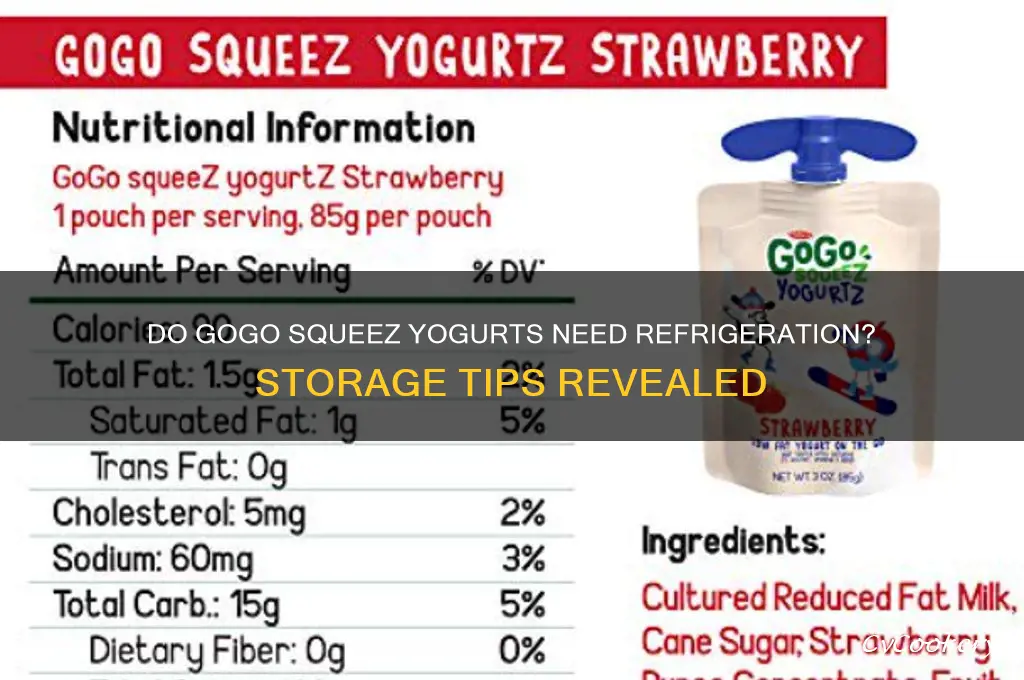 do gogo squeez yogurts have to be refrigerated
