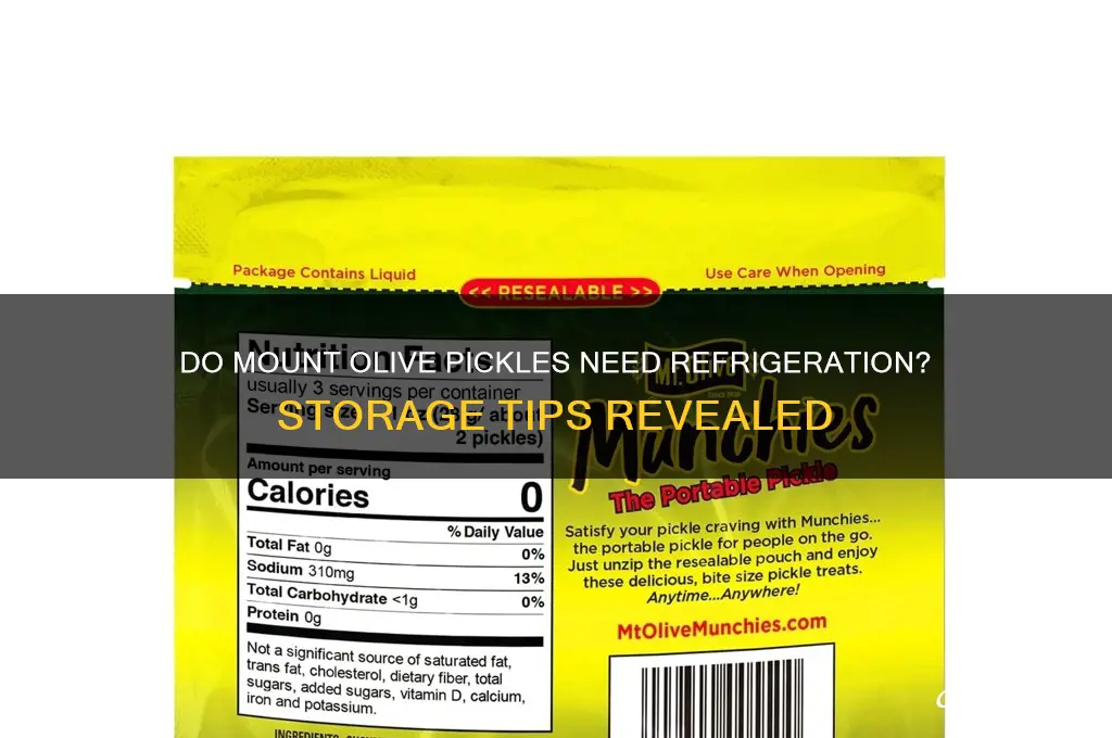 do mount olive pickles have to be refrigerated
