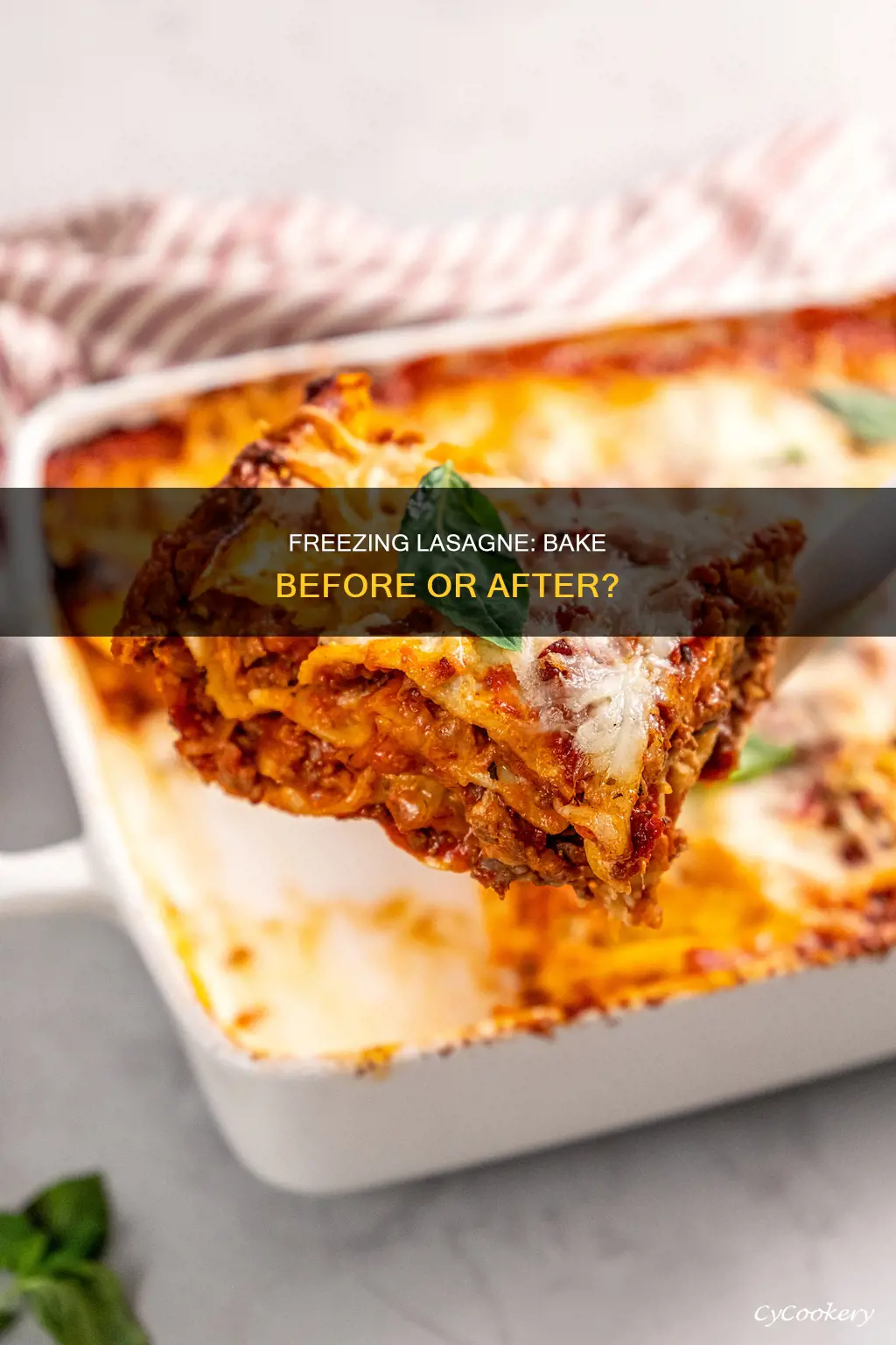 do you bake a pan of lasagne beore freezing