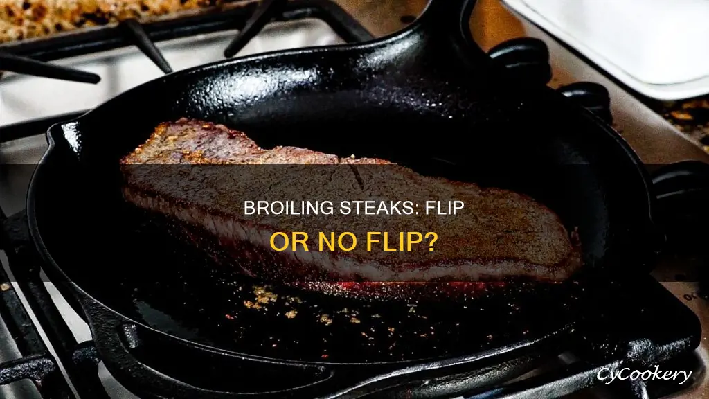 do you flip steaks on broiler pan