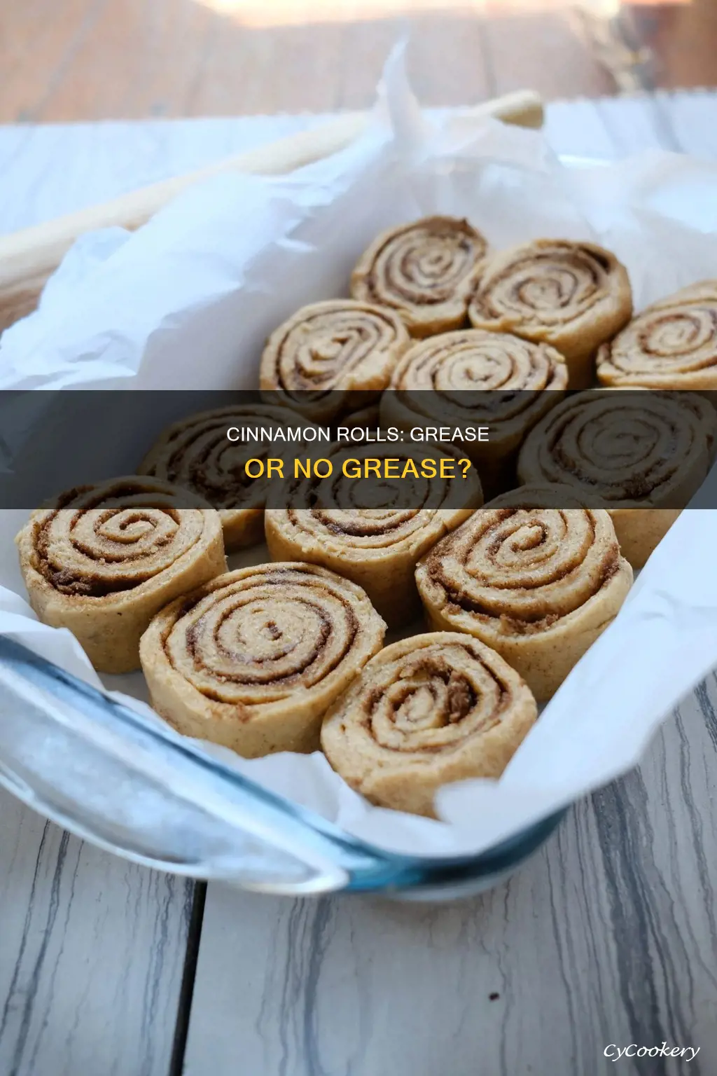 do you grease pan for cinnamon rolls