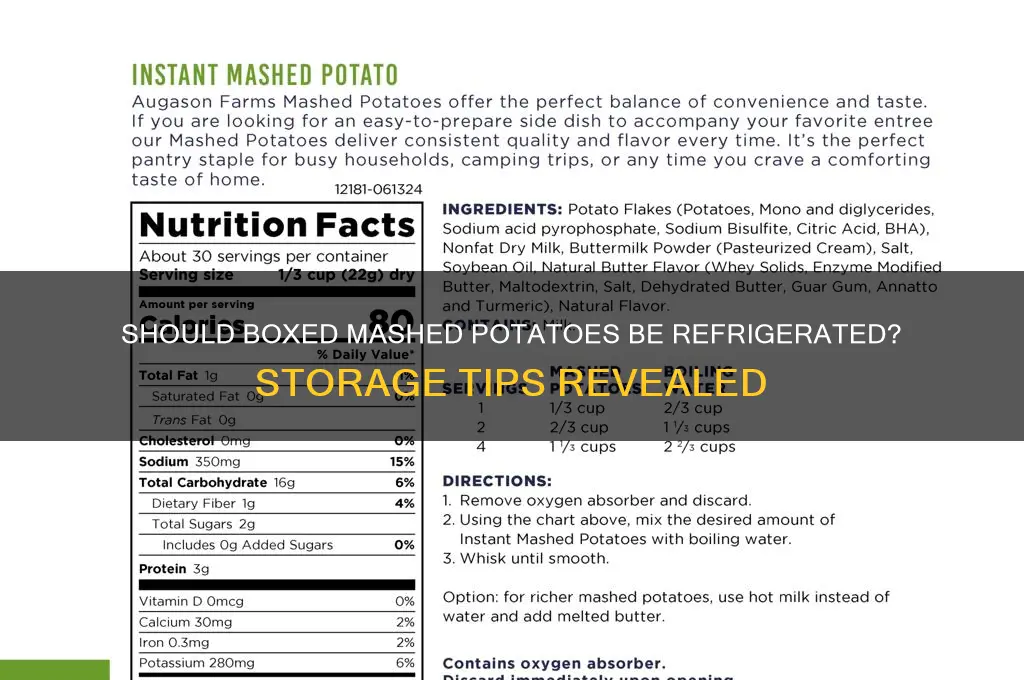 do you have to refrigerate boxed mashed potatoes