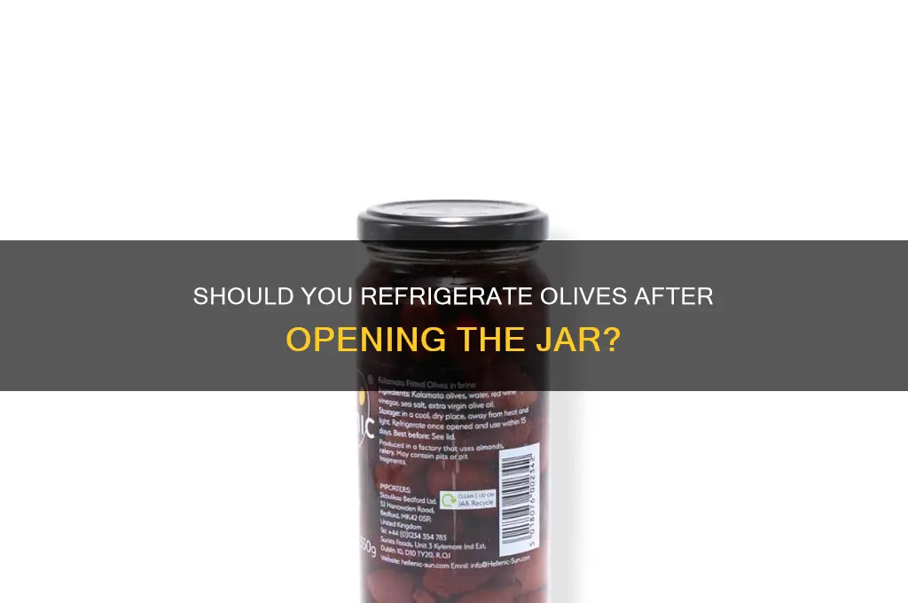 do you refrigerate olives once jar is opened