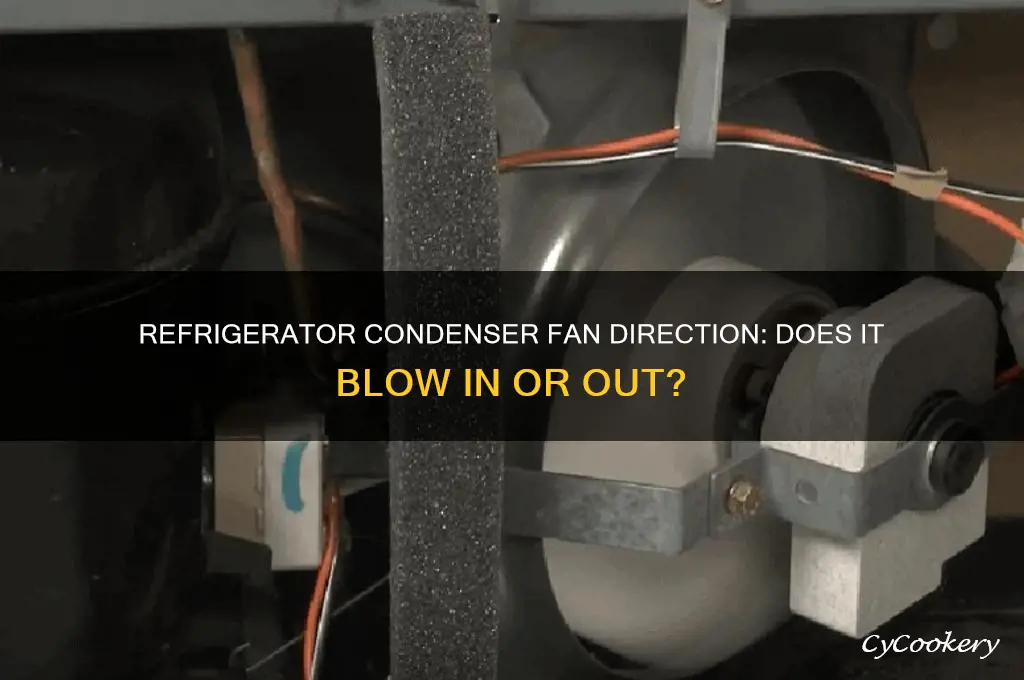 does a refrigerator condenser fan blow in or out