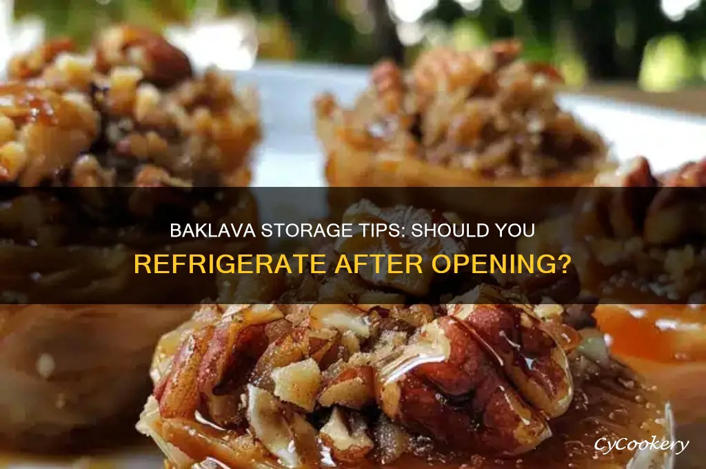 does baklava have to be refrigerated after opening