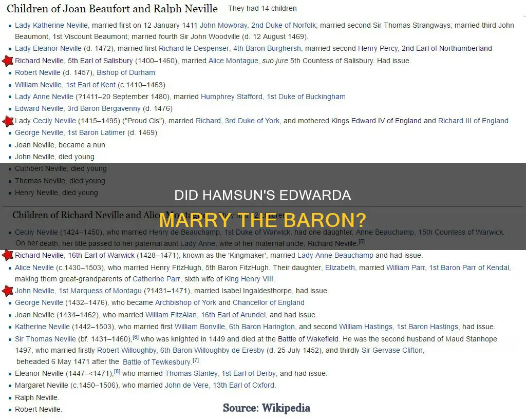 does edwarda marry the baron in pan by knut hamsun