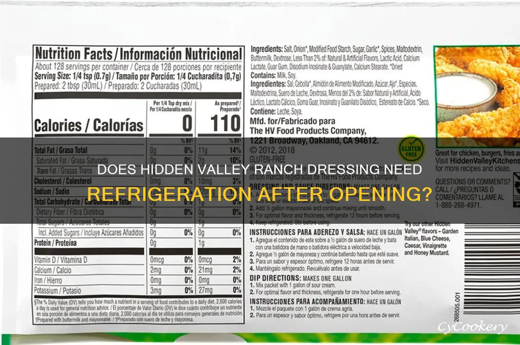 does hidden valley ranch dressing have to be refrigerated