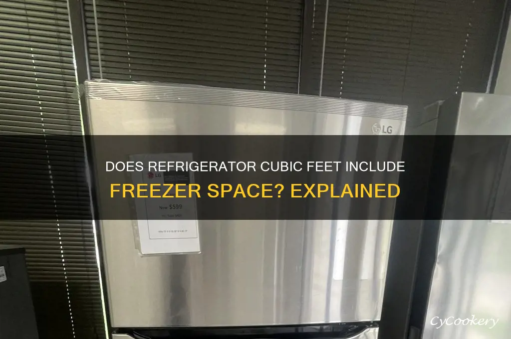 does refrigerator cubic feet also include freezer