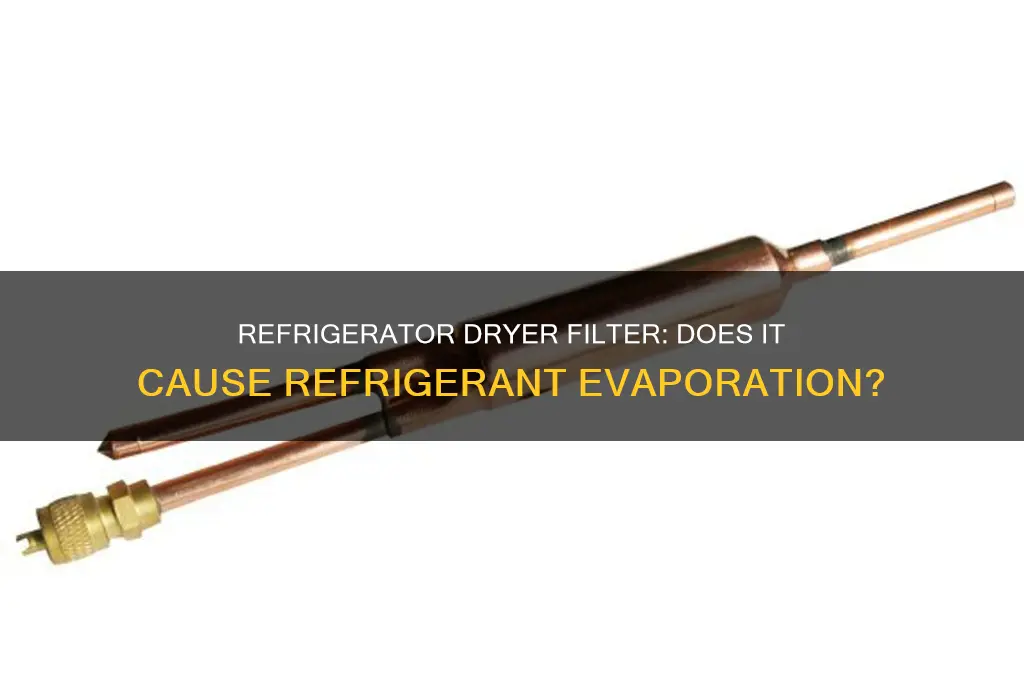 does refrigerator dryer filter cause refrigerant to evaporate