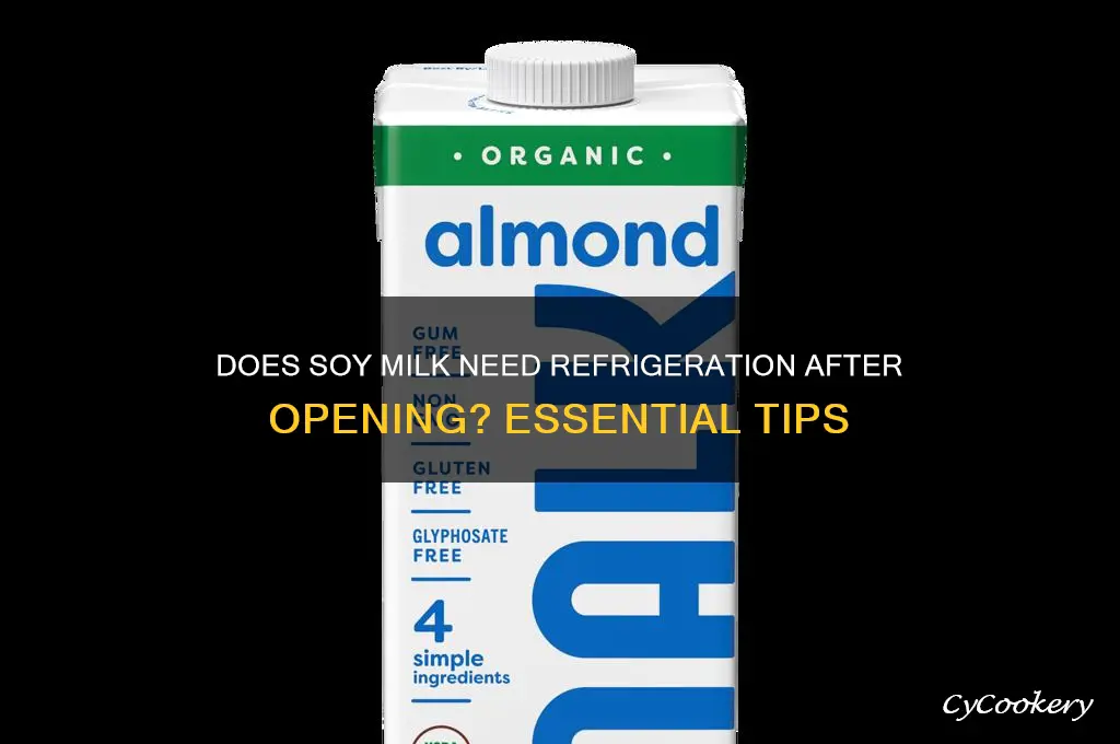 does soy milk have to be refrigerated after opening