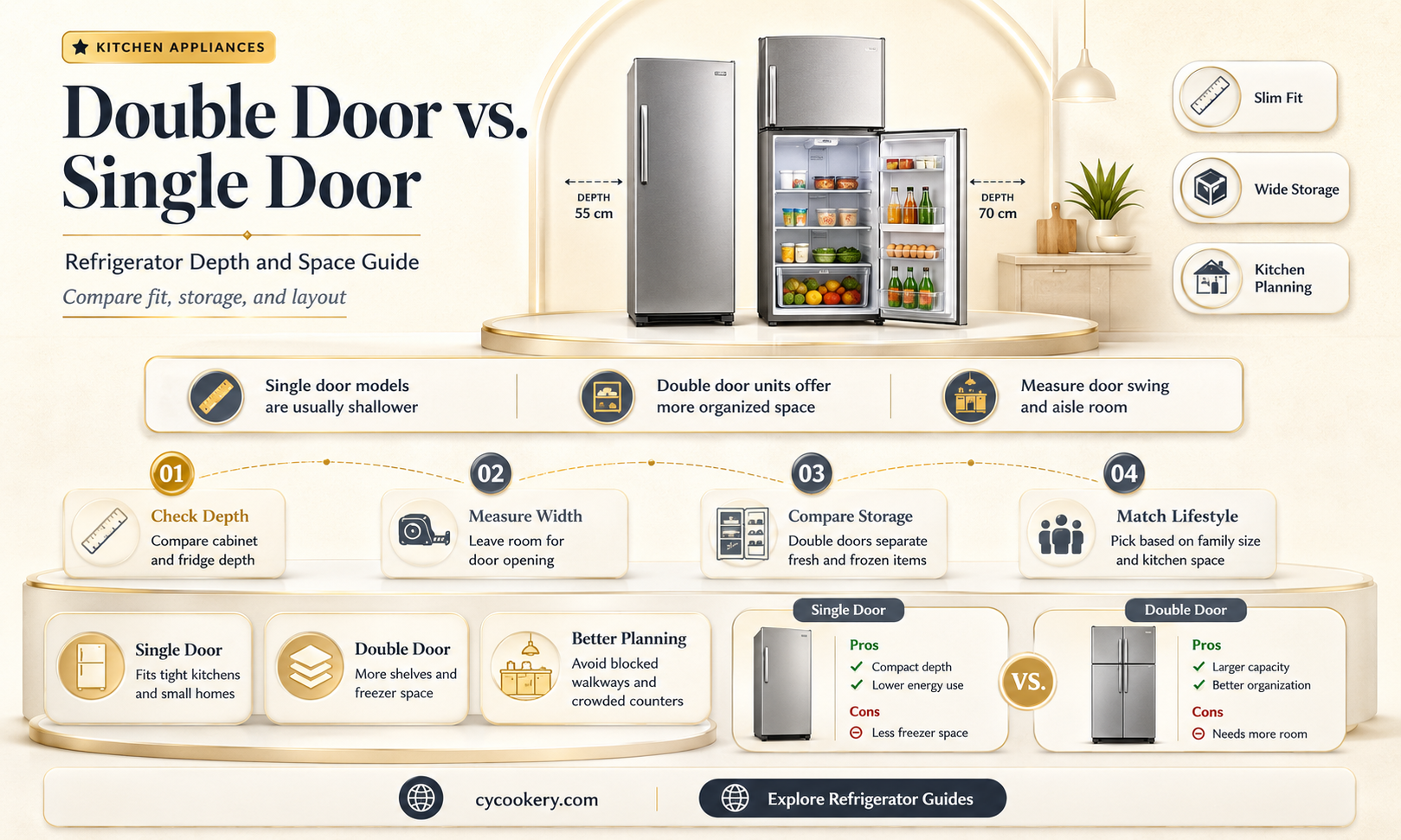 are double door refrigerators less deep than single door