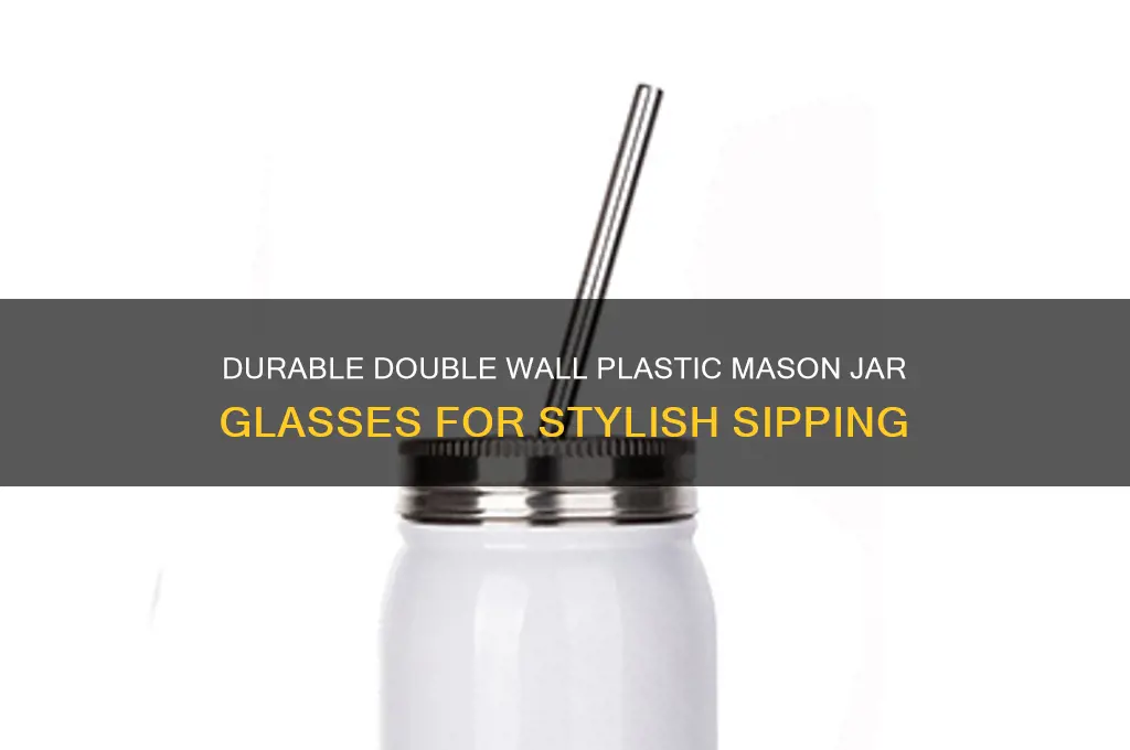 double wall plastic mason drinking jar glasses