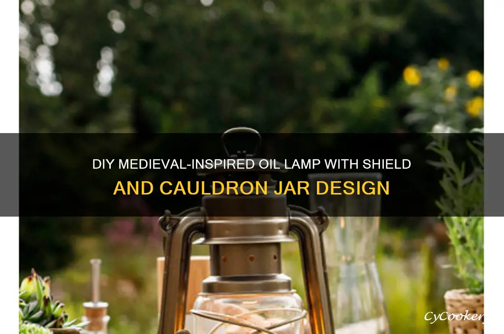 drinking jar cauldron oil lamp and sheild on it